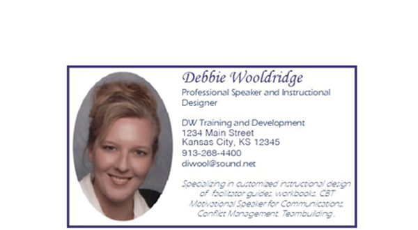 ttcInnovations Debbie Wooldridge old business card photo - Customized training and development services, leadership training programs, human resources training, instructional design, and Innovators on Demand®