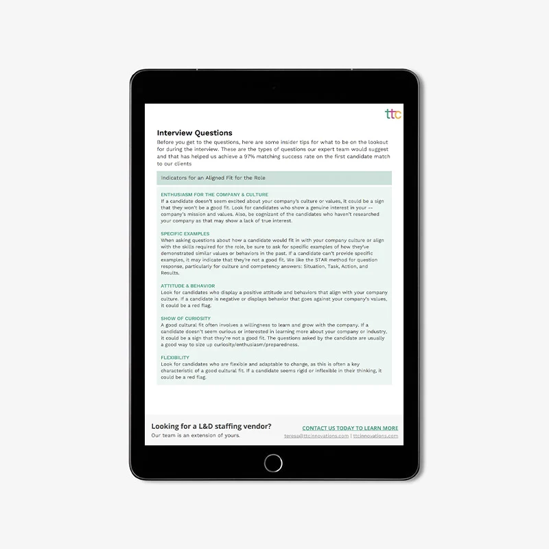 TTC Innovations - Candidate Interview Questions